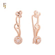 Halo rounded white CZs Rose Gold Crawler Earrings Ear Climber