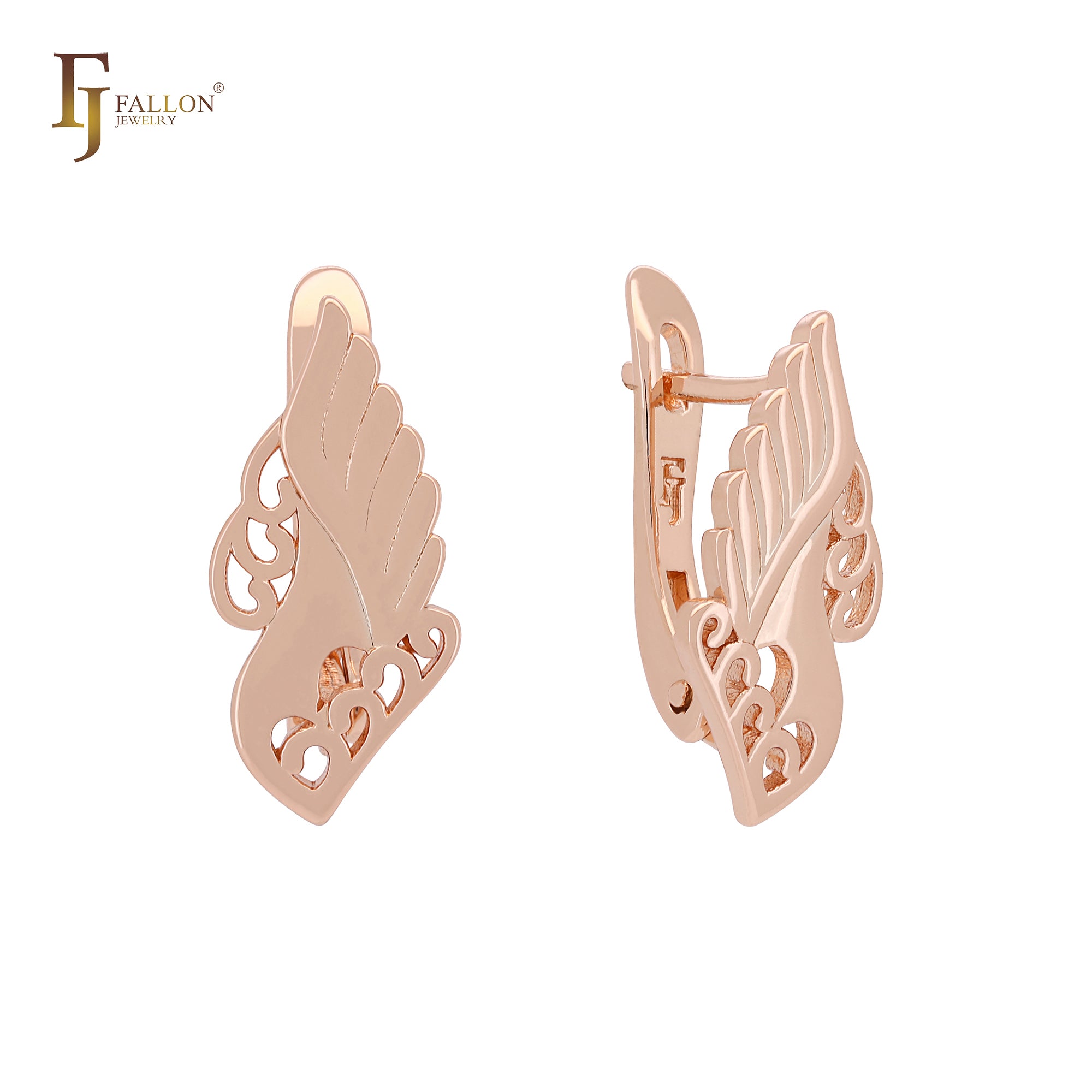 Feather wing of Angel Rose Gold Clip-On Earrings