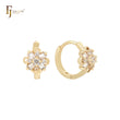 Kleidoscope cluster white CZs flower 14K Gold Huggie Earrings