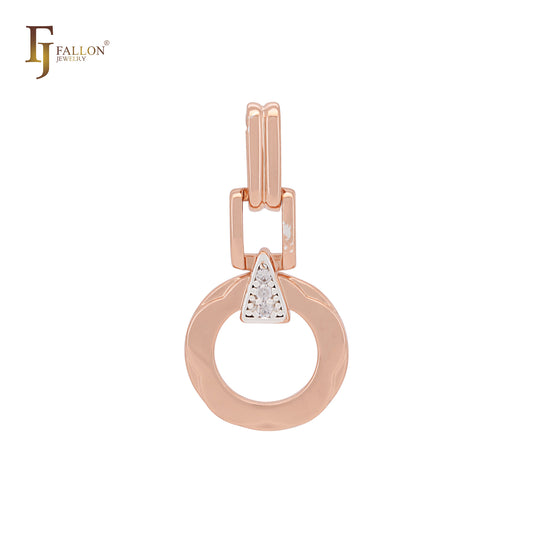 Geometric drop circle buckle link design Rose Gold Pendant