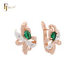 Ribbon of flower and leaves luxurious Emerald Green Rose Gold two tone Clip-On Earrings