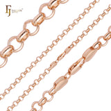 Classic Rolo Belcher chains plated in 14K Gold, 18K Gold, Rose Gold, White Gold