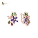 Flora Flowers Cluster CZs 14K Gold, Roségold Ohrringe