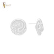 Mixed Glossy and nugget rounded disc shaped 14K Gold, Rose Gold, White Gold Stud Earrings