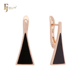 Upwards Black oil painted Triangular shaped Rose Gold Clip-On Earrings