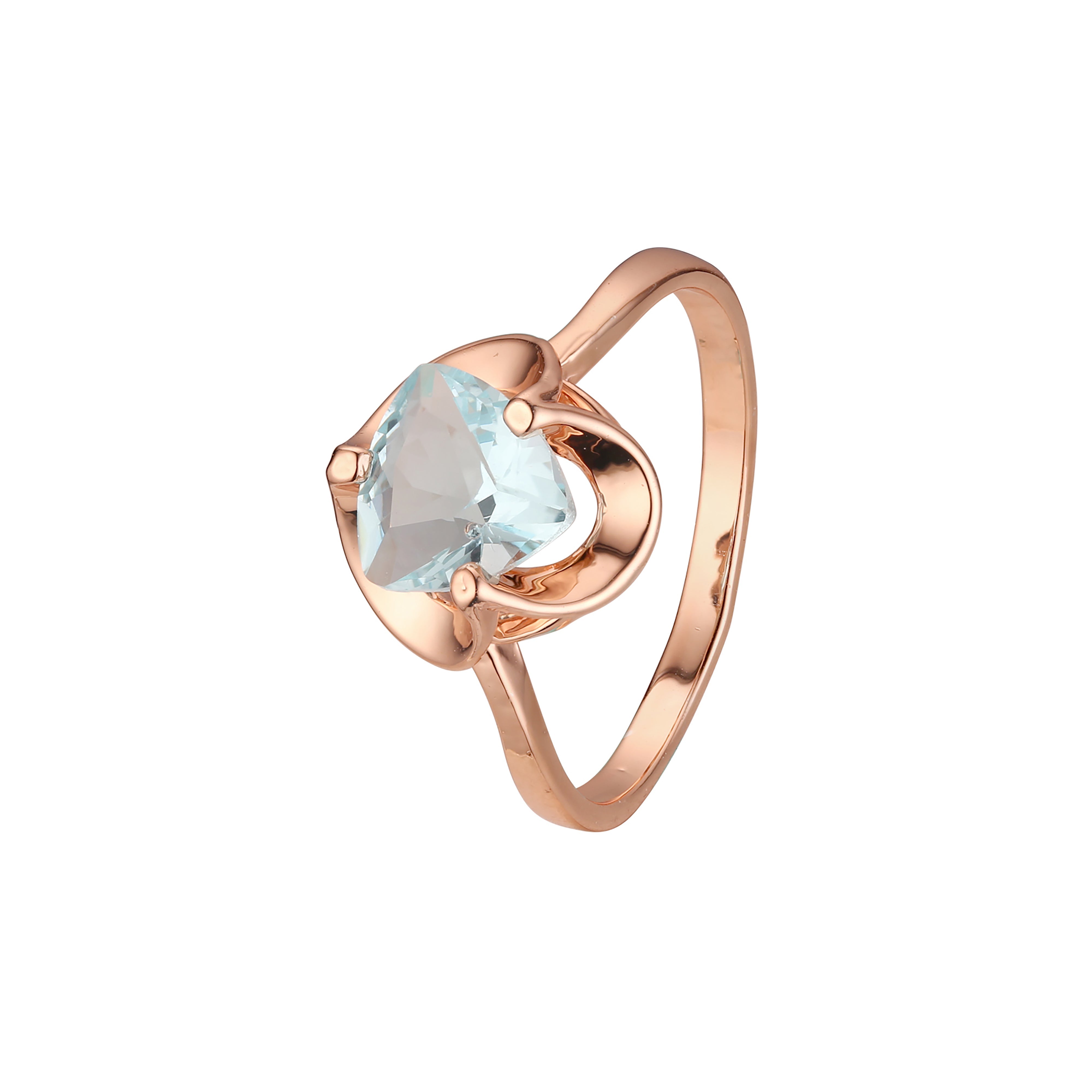 Anillos Solitario triángulo piedra en Oro de 14K, baño de Oro Rosa colores