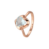 Anillos Solitario triángulo piedra en Oro de 14K, baño de Oro Rosa colores