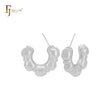 Alternative bubbles shaped C Hoop 14K Gold, Rose Gold, White Gold Stud Earrings