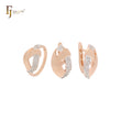 Überlappende Bänder aus weißen Zirkonia, zweifarbiges Schmuckset aus Roségold mit Ringen