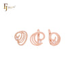 Wirbelnde Wellen mit weißen Zirkoniasteinen, elegantes Roségold-Schmuckset mit Ringen