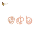 Wirbelnde Wellen mit weißen Zirkoniasteinen, elegantes Roségold-Schmuckset mit Ringen