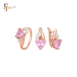 Dreieckiger Solitär-CZ mit weißen Zirkonia in Roségold mit Ringen