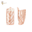Window of filigree white CZs Rose Gold Russian Lock Earrings