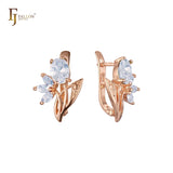 Luxuriöse Cluster bunte CZs Blume Rose Gold Ohrringe