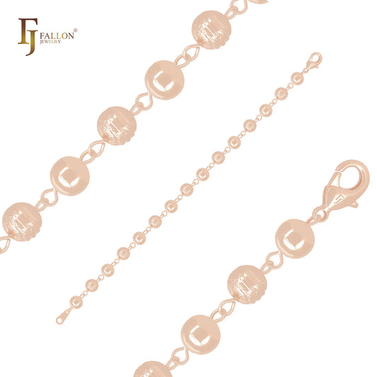Alternate Srubbed and Glossy Beads Rose Gold Bead Chain