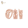 Conjunto de joias da moda em ouro rosa filigrana com anéis