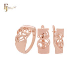 Conjunto de joias da moda em ouro rosa filigrana com anéis