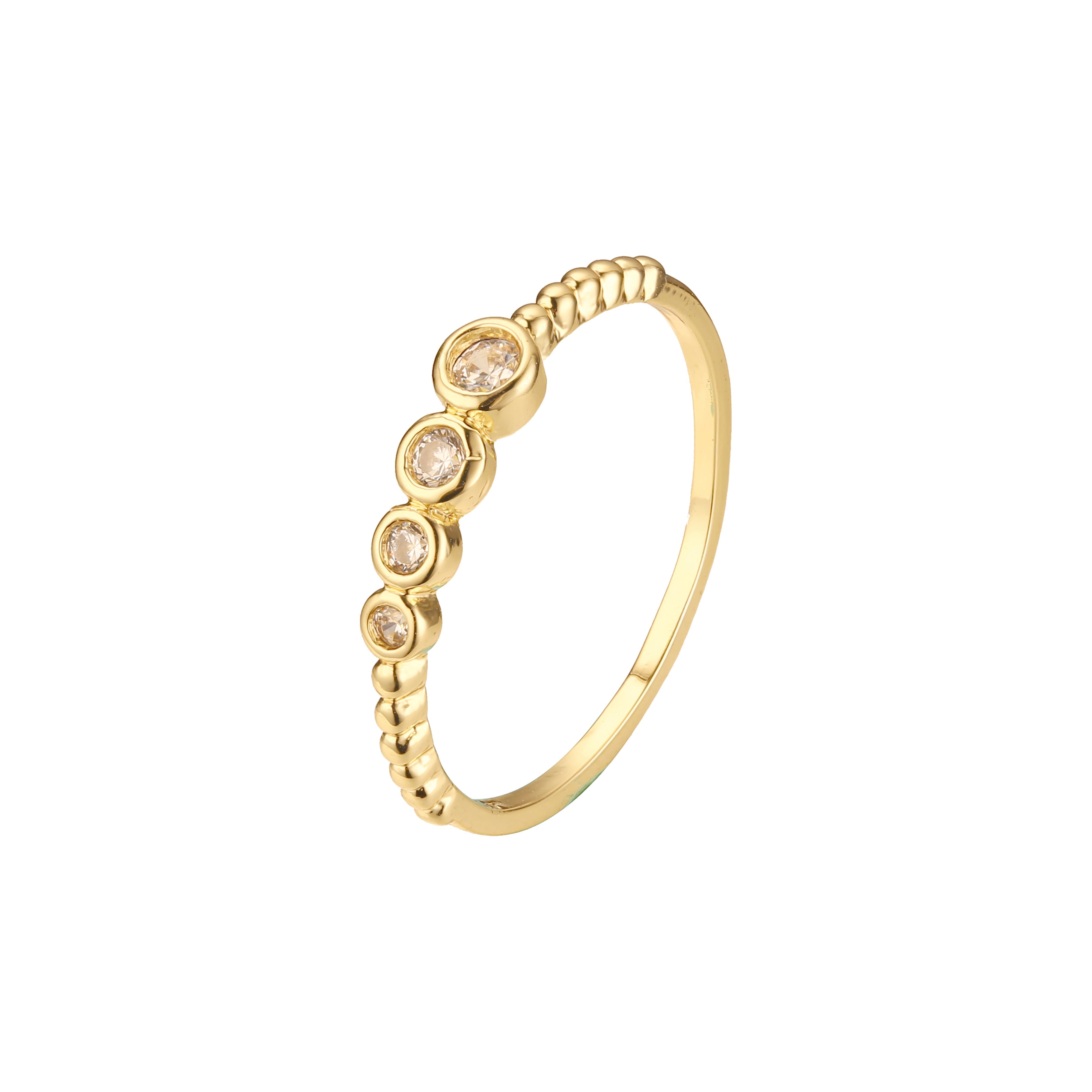 Quatro anéis de pedras em ouro 14K, cores banhadas a ouro rosa