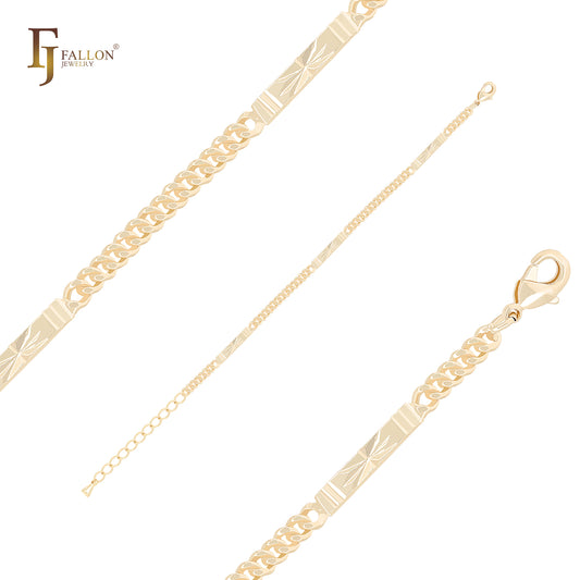 Triple bar linked 14K Gold Bracelets