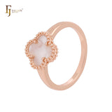 Minimalism Elegant Black or white Clover design 14K Gold, Rose Gold Fashion Rings