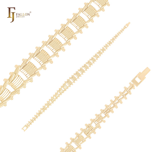 Rail overlapping clips 14K Gold Bracelets