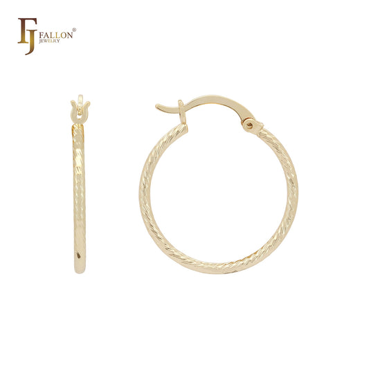 Textured Rope 14K Gold, Rose Gold, White Gold Hoop Earrings