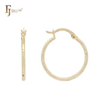 Textured Rope 14K Gold, Rose Gold, White Gold Hoop Earrings
