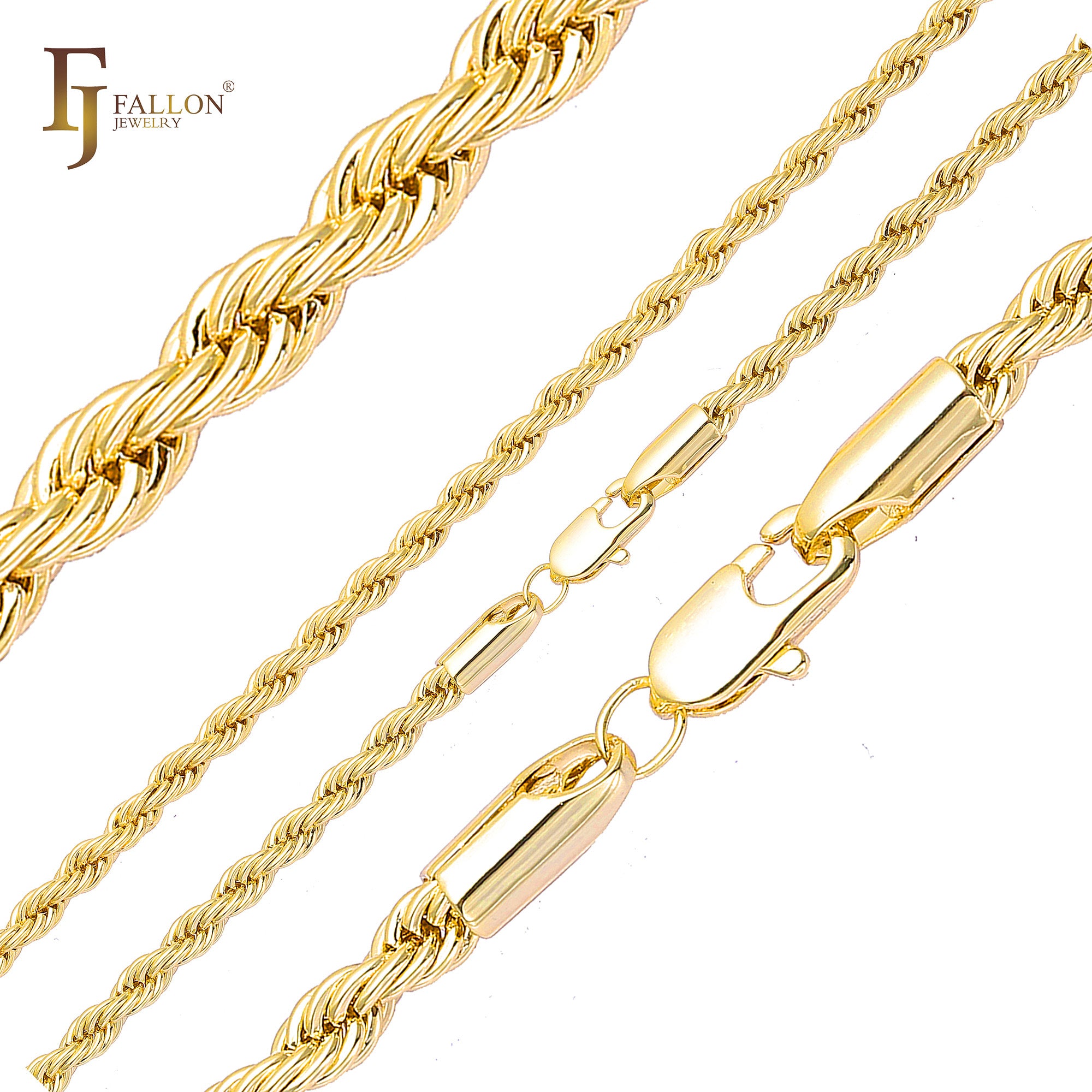 Classic White Gold French Rope chains [Thin 2mm-4mm]