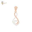 Eleganter, gewundener Herzanhänger aus weißen Zirkonia in Roségold, zweifarbig