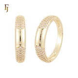 Great Five rows cluster white CZs paved 14K Gold, Rose Gold Wedding Set Rings Engagement and Band