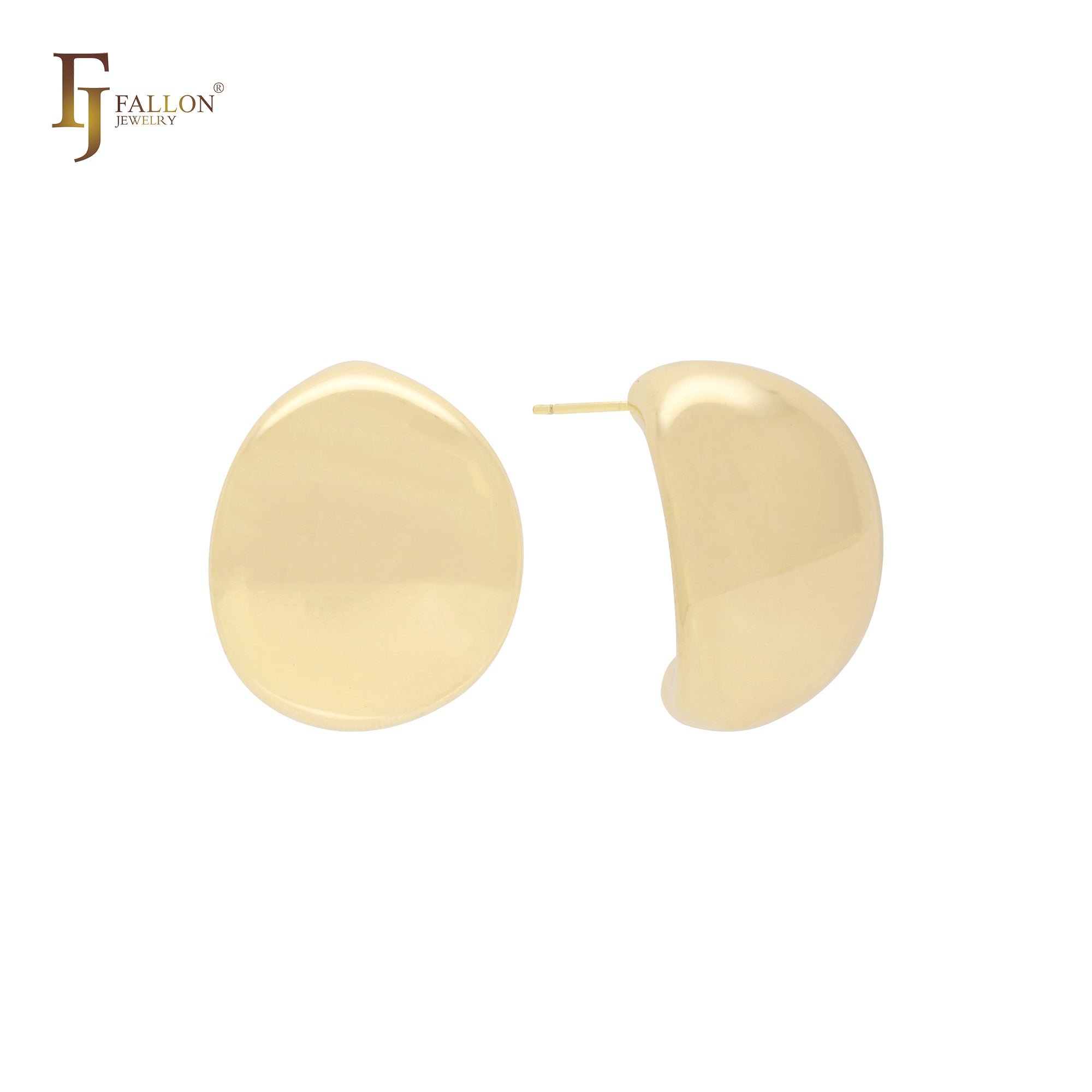 Brincos de pino brilhantes em forma de lua crescente em ouro 14K, ouro rosa e ouro branco