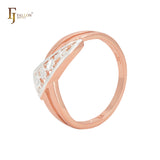 Twisted triangular shaped Rose Gold two tone Russian Lock Earrings