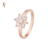 Cluster white CZs Flower Rose Gold Fashion Rings