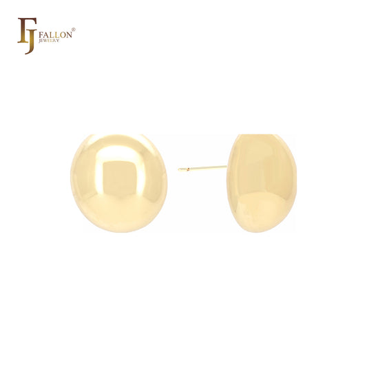 Glossy Half bead sphere shaped 14K Gold, Rose Gold, White Gold Stud Earrings