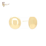 Pendientes de botón con forma de media esfera brillante de oro de 14 quilates, oro rosa y oro blanco