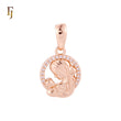 Halo rounded circle white CZs Mother Mom and Son Kid Mother's Day Pendant
