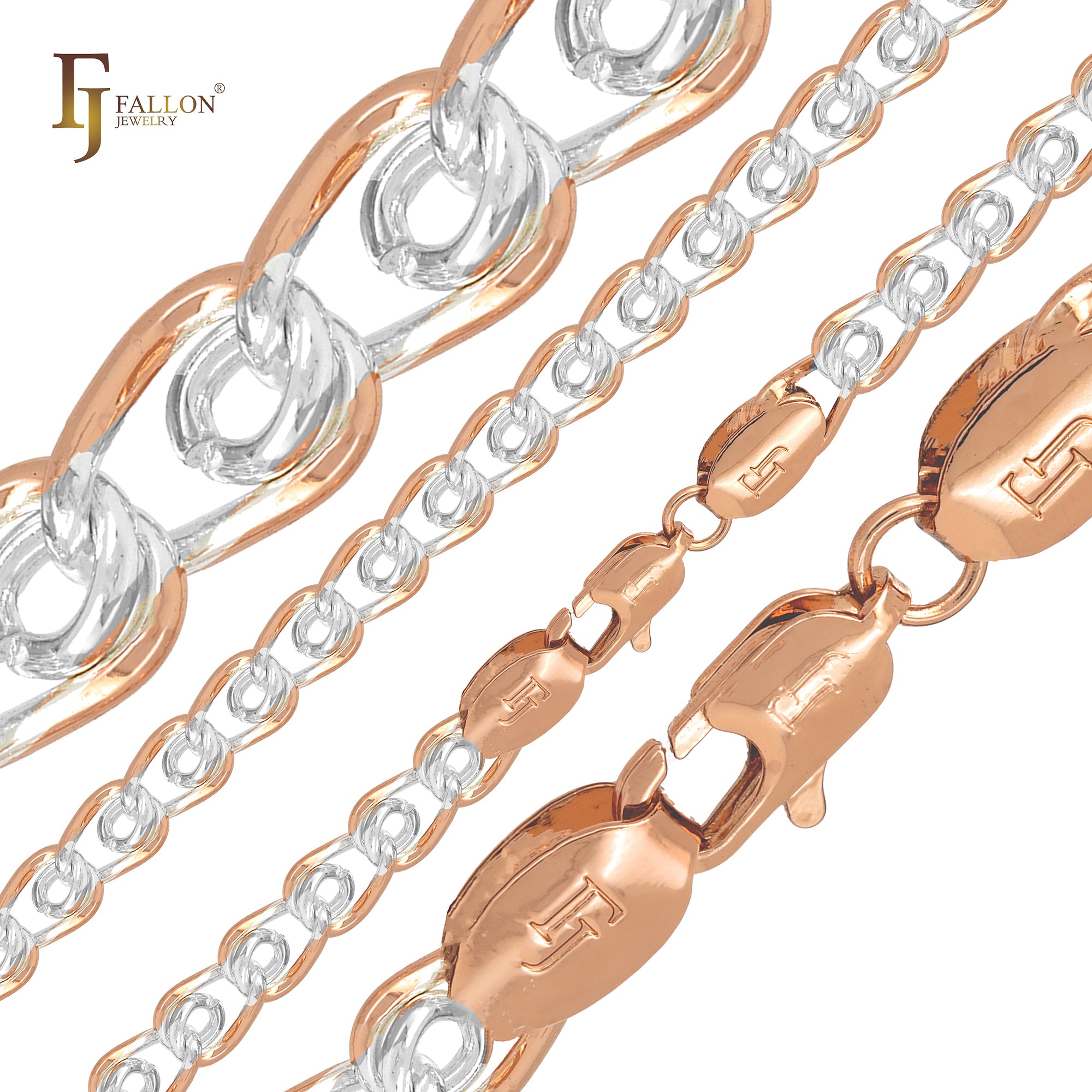 .Weaving love cable link chains plated in Rose Gold