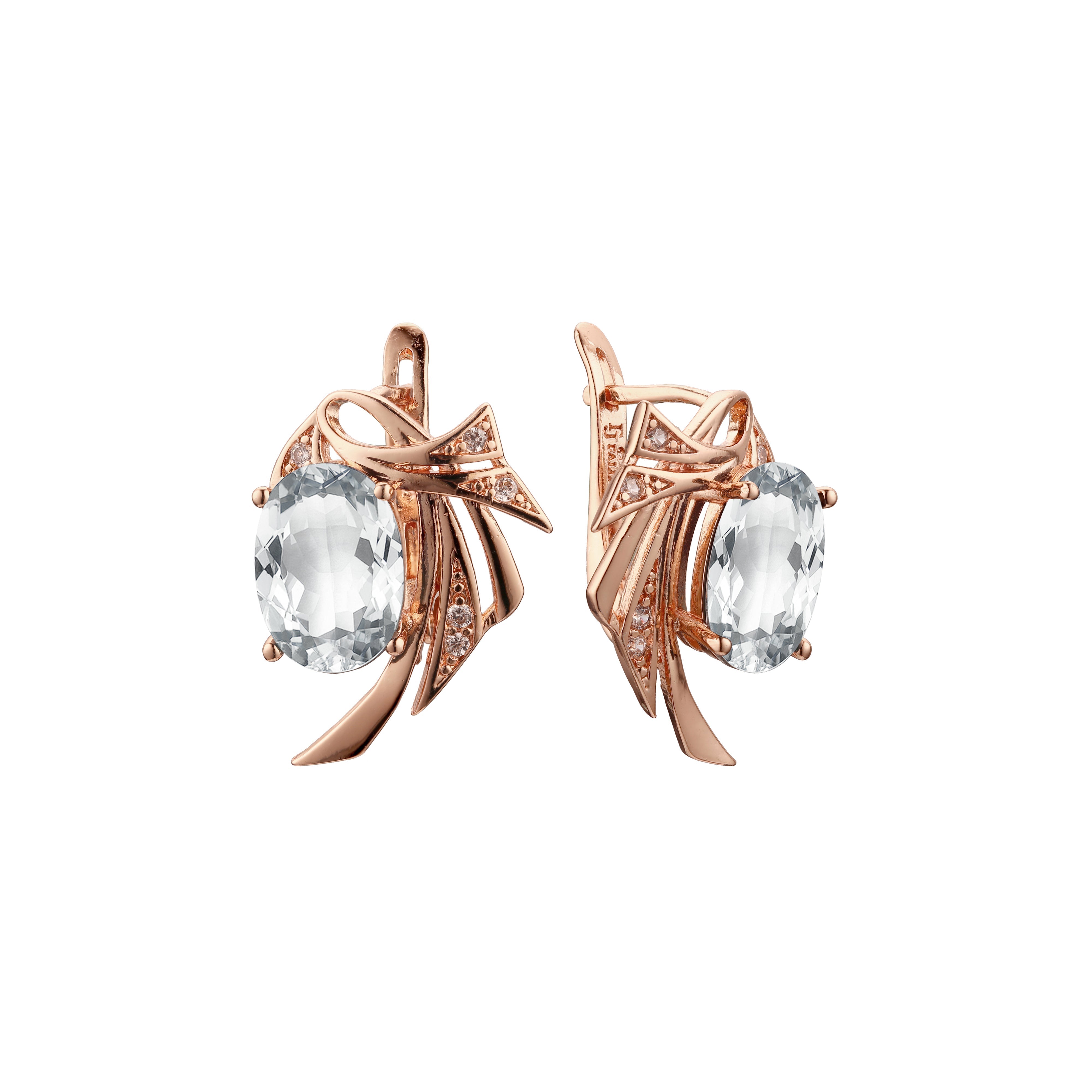 .Wings solitaire earrings in 14K Gold, Rose Gold plating colors