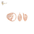 Conjunto de joias de ouro rosa com zircônias cúbicas brancas e anéis Marquise of Marquise