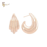 Hook of five rows shaped C Hoop 14K Gold, Rose Gold, White Gold Stud Earrings