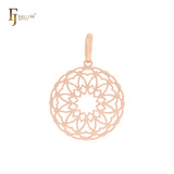 Colgante minimalista de oro rosa con caleidoscopio de flores
