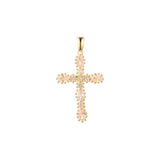 Big Radiant Cut Cluster white CZs Rose Gold, 14K Gold Latin Cross Pendant