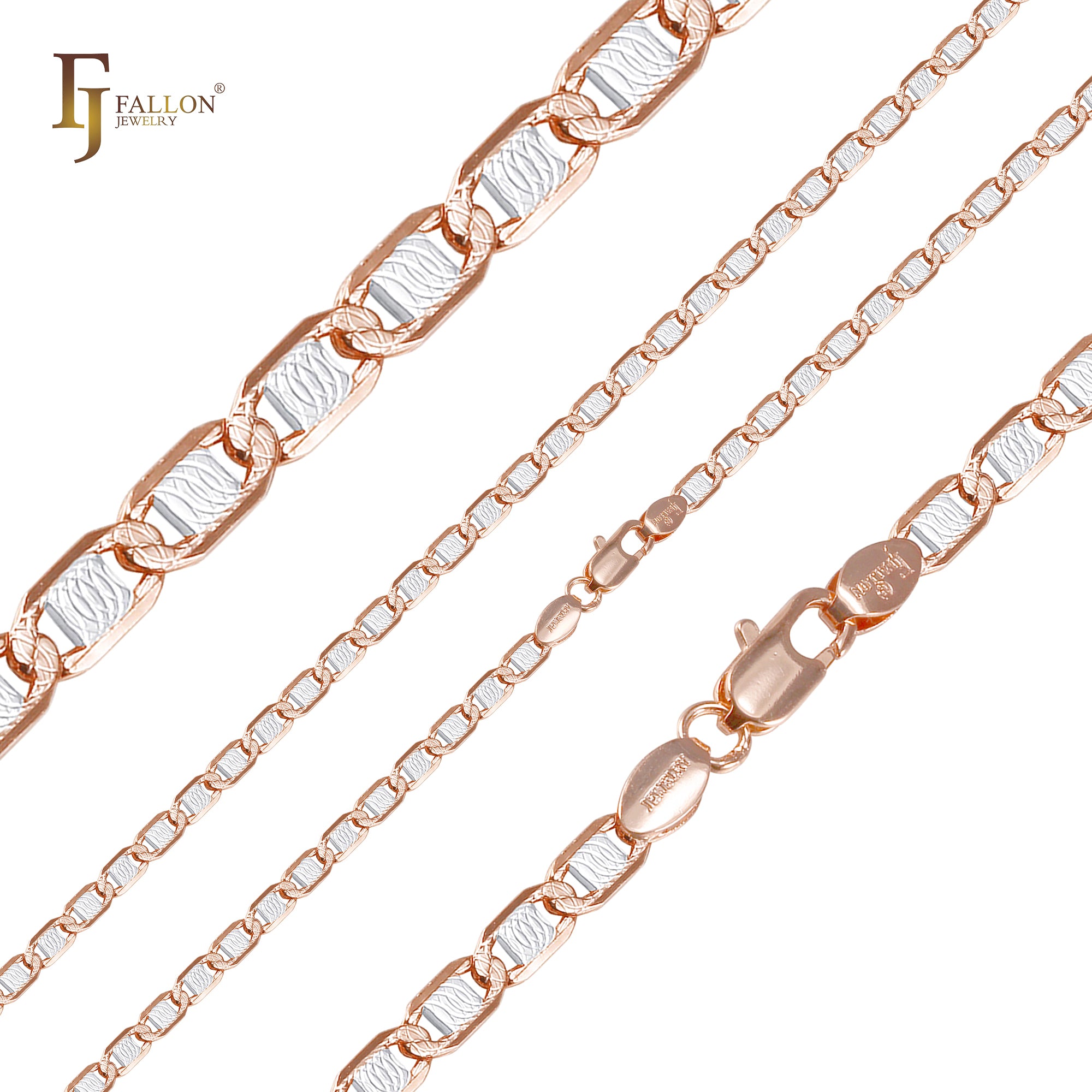 Mariner Link curvo ondulado martelado em ouro 14K, ouro rosa, correntes de dois tons YIAKQ