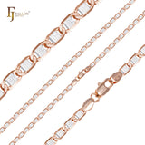 Mariner Link curvo ondulado martelado em ouro 14K, ouro rosa, correntes de dois tons YIAKQ
