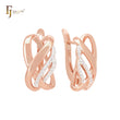 🔥 Multi rows interlocking white CZs ribbons Rose Gold two tone Russian Lock Earrings