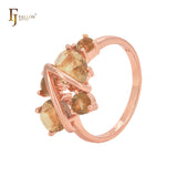 🔥 Great cluster of big CZs of red coffee Rose Gold Fashion Rings