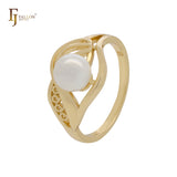Dancing filigree of pearl Rose Gold Fashion Rings