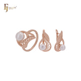 Tolles filigranes Perlen-Schmuckset aus Roségold mit Ringen
