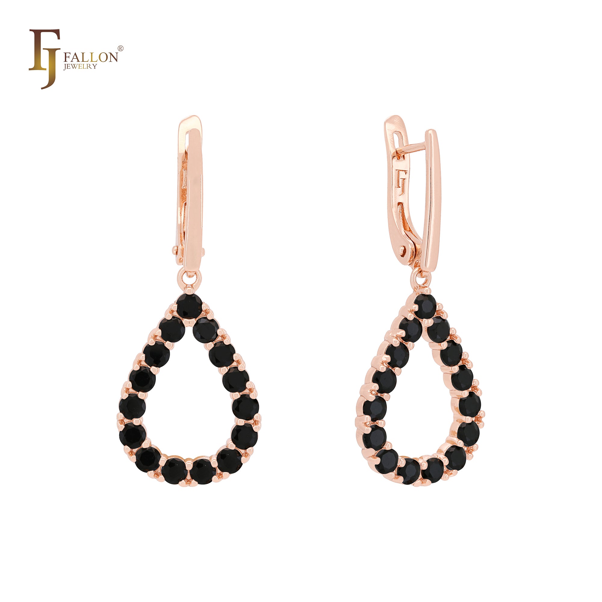 Cluster Halo colorful rounded CZ Teardrop shaped Rose Gold Clip-On Earrings