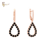 Cluster Halo colorful rounded CZ Teardrop shaped Rose Gold Clip-On Earrings
